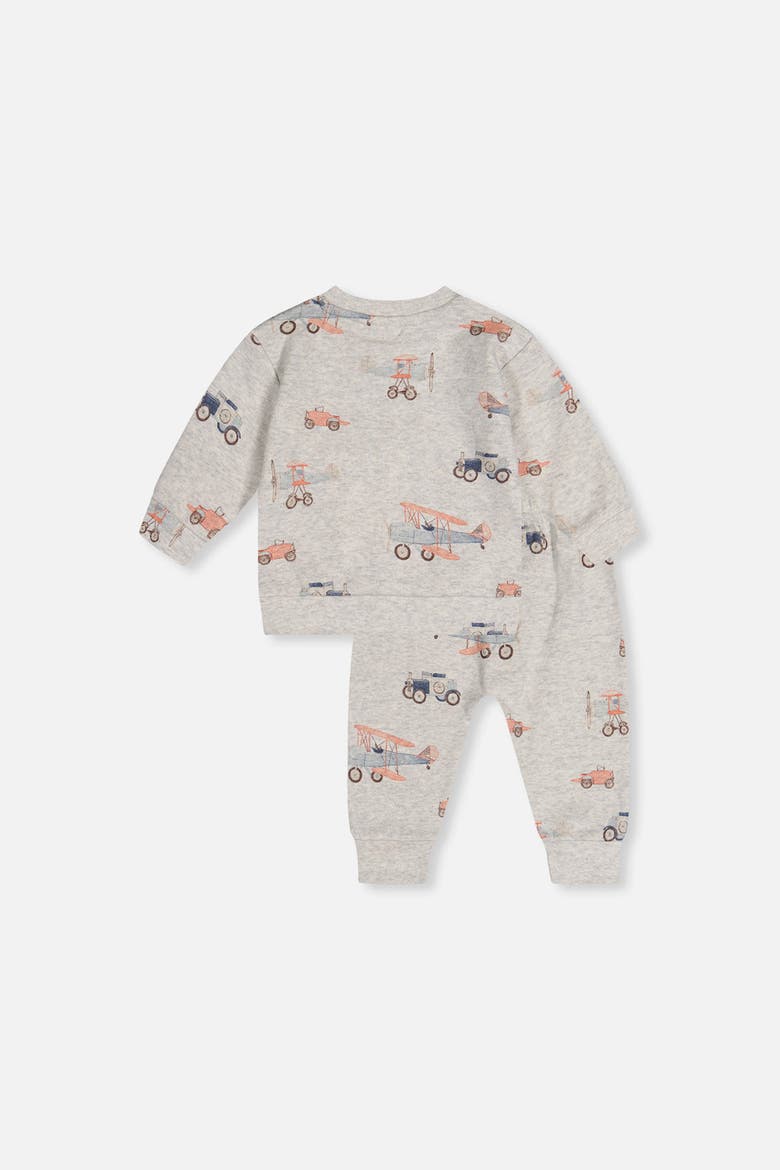 Organic Cotton Airplanes Pants and Long Sleeve Top Set, Alternate, color, Beige Printed Airplanes