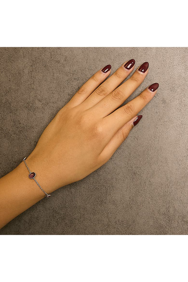 .925 Sterling Silver Bezel Set Purple Amethyst 5 Station Adjustable Bolo Bracelet, Alternate, color, White