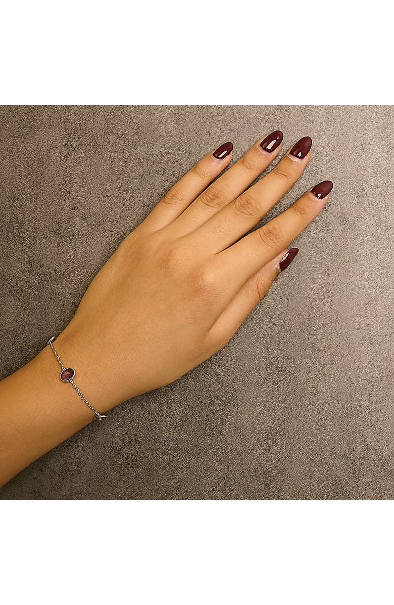 Haus of Brilliance .925 Sterling Silver Bezel Set Purple Amethyst 5 Station Adjustable Bolo Bracelet, Alternate, color, White