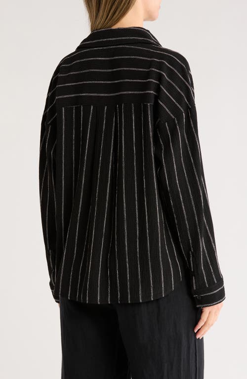 Caslon ® Stripe Twist Front Textured Button-up Top
