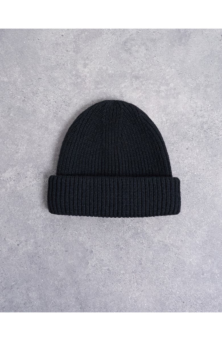 Topshop Henry Rib Beanie, Alternate, color, Black