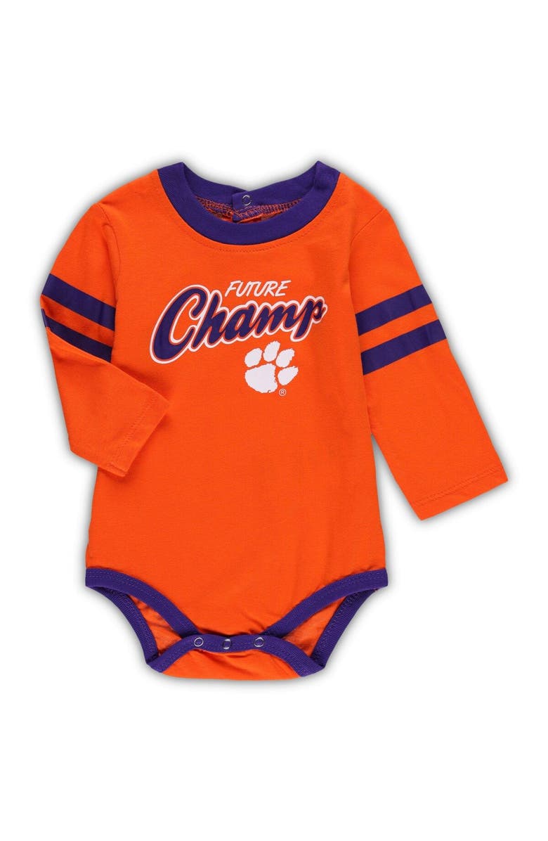 Outerstuff Newborn & Infant Orange/Purple Clemson Tigers Little Kicker Long Sleeve Bodysuit & Sweatpants Set, Alternate, color, 