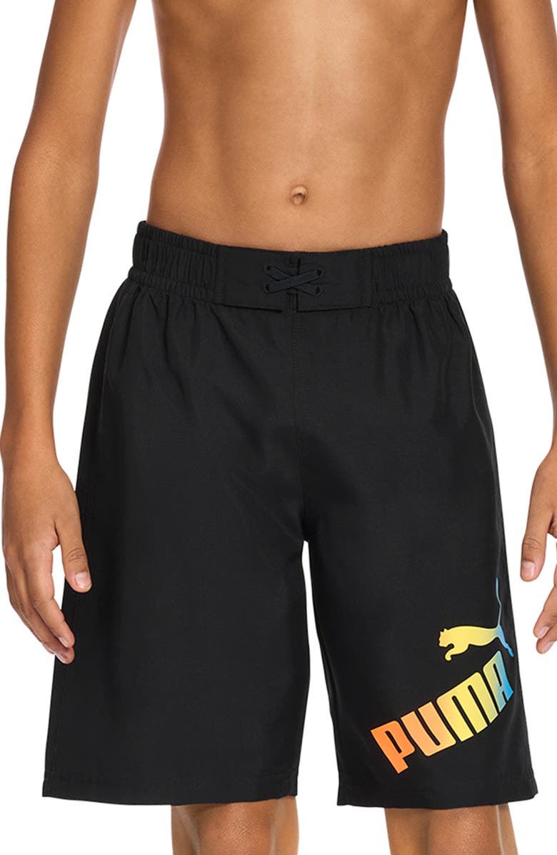 PUMA Kids' Gradient Logo Swim Trunks, Main, color,