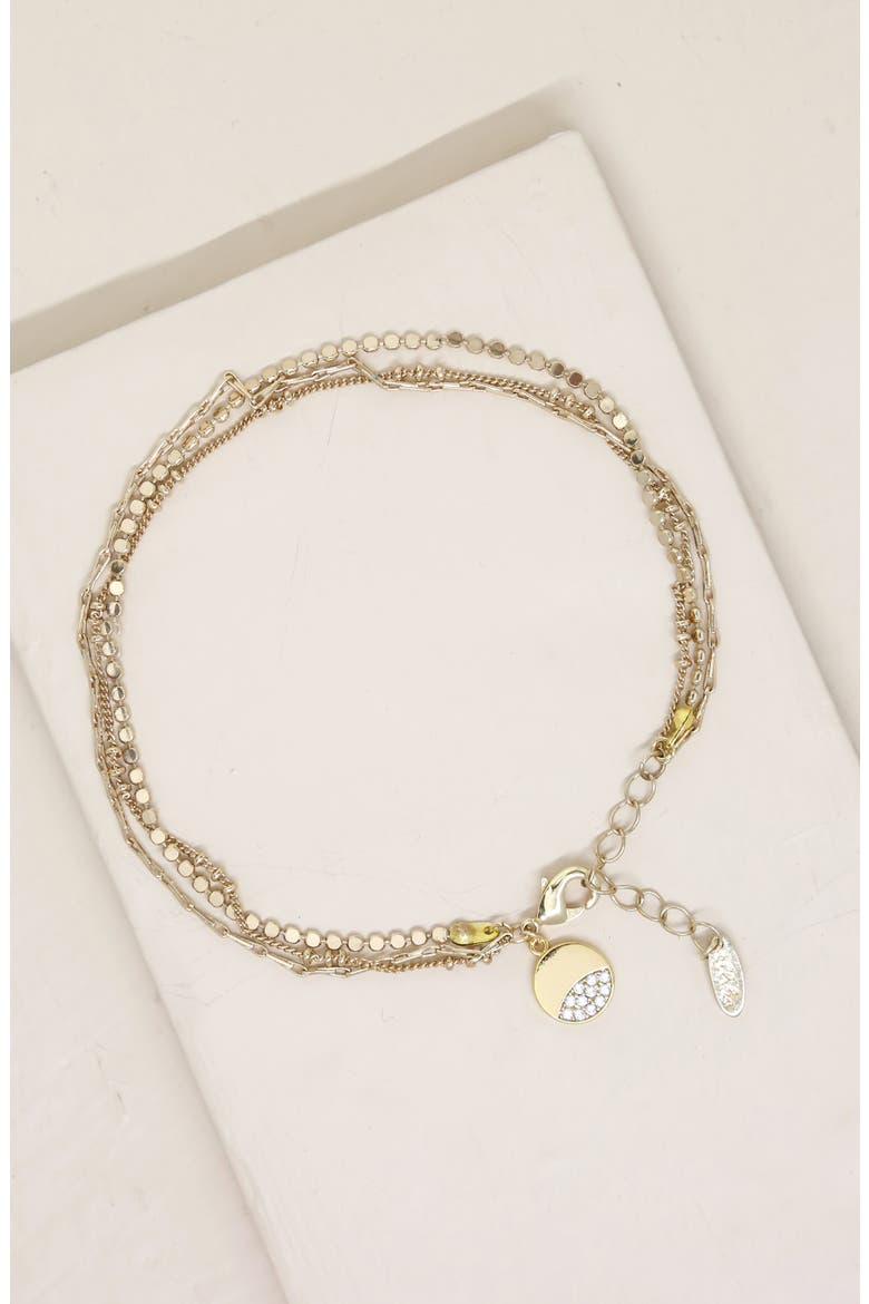 Pavé Disc Layered Chain Anklet, Alternate, color, GOLD