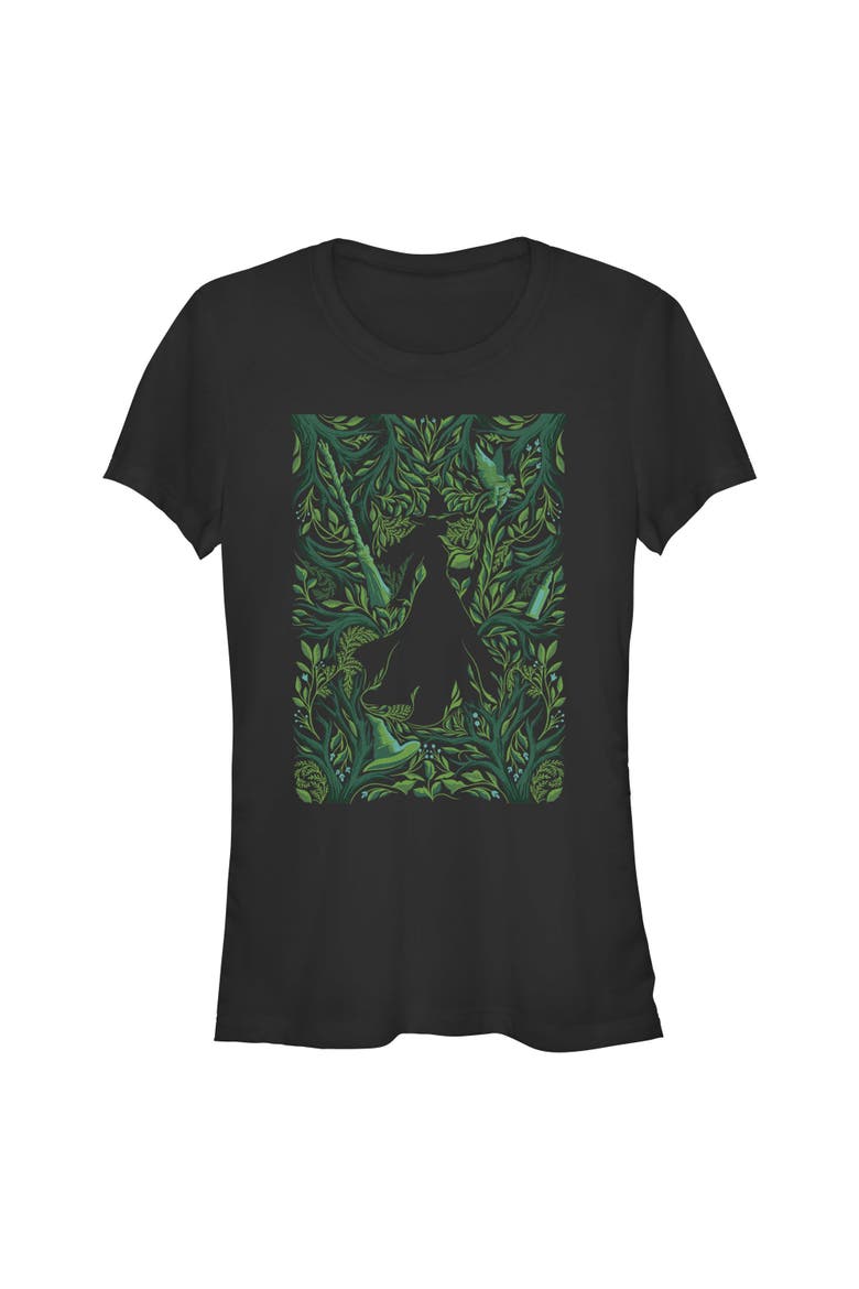 Junior's Wicked For Good Elphaba Forest Green Poster  Graphic T-Shirt, Main, color, Black