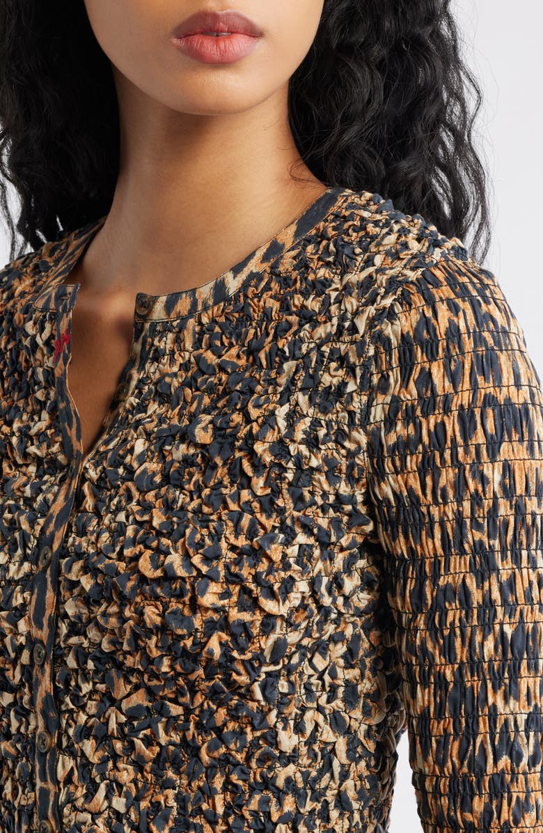 Damson Madder Elliana Smocked Cardigan, Alternate, color, Leopard