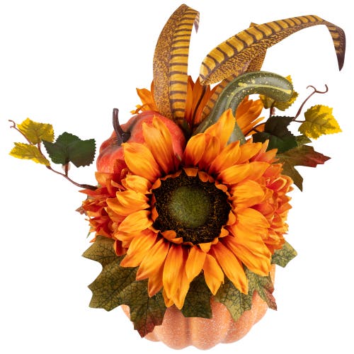 Northlight Sunflower And Gourds In Multi