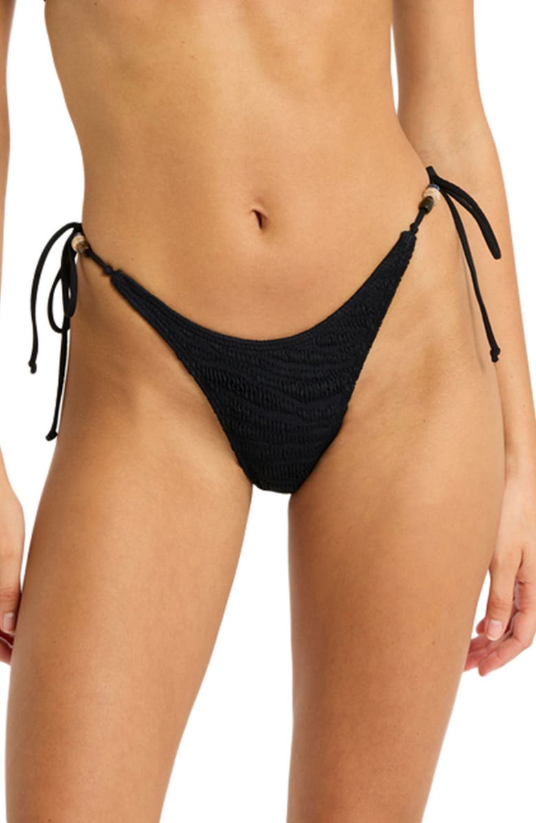 bond-eye Vista Beaded Side Tie Bikini Bottoms, Main, color, Black Tiger