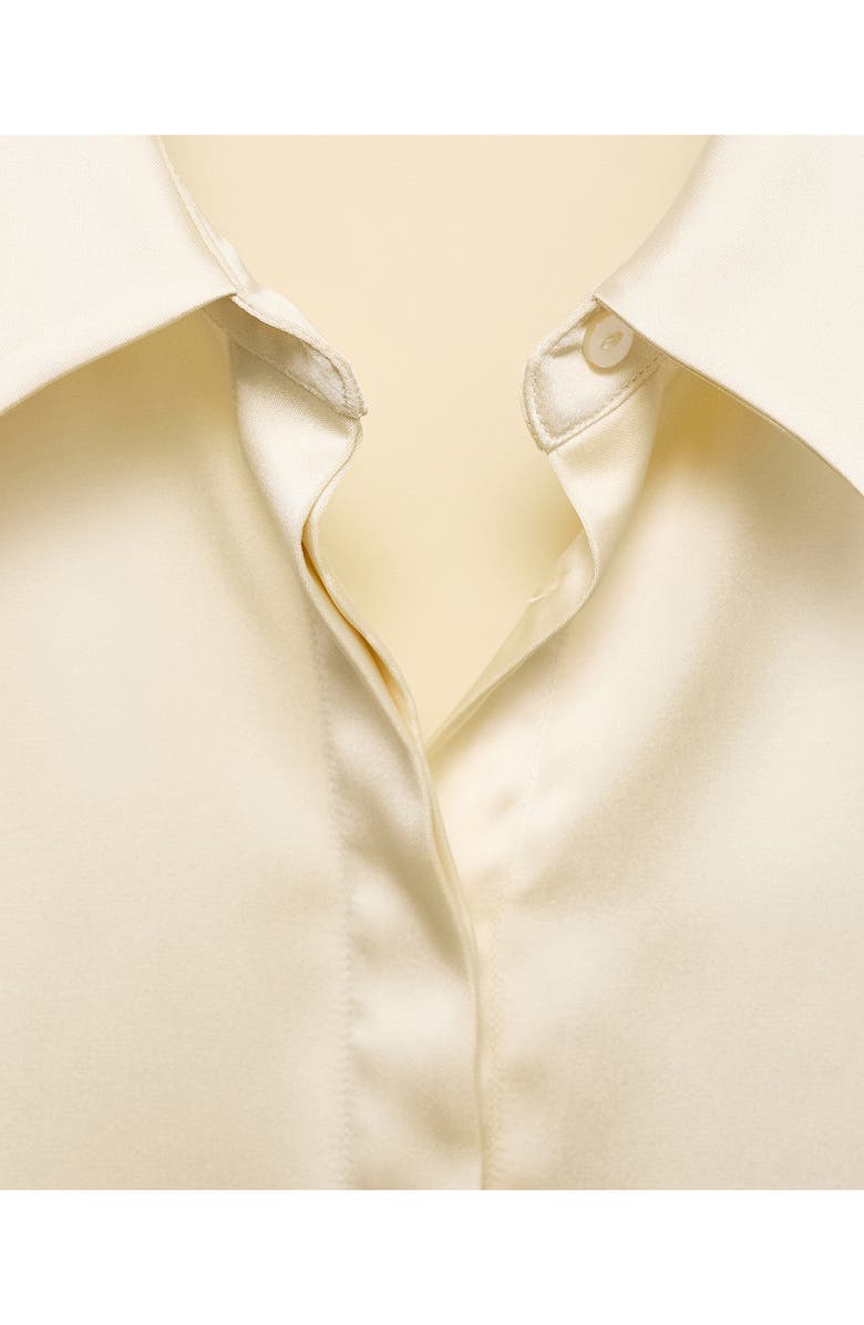 MANGO Regular Fit Satin Shirt, Alternate, color, Ecru