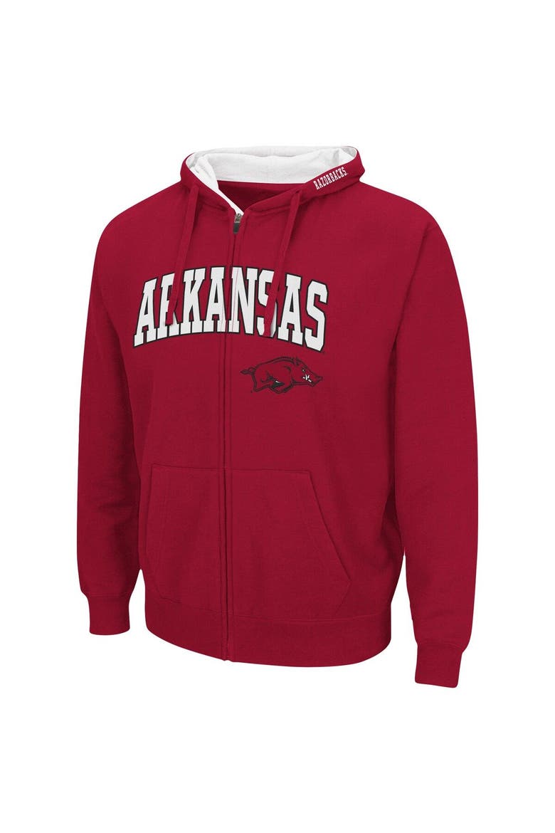 Men's Colosseum Cardinal Arkansas Razorbacks Arch & Logo 3.0 Full-Zip Hoodie, Alternate, color, Cardinal