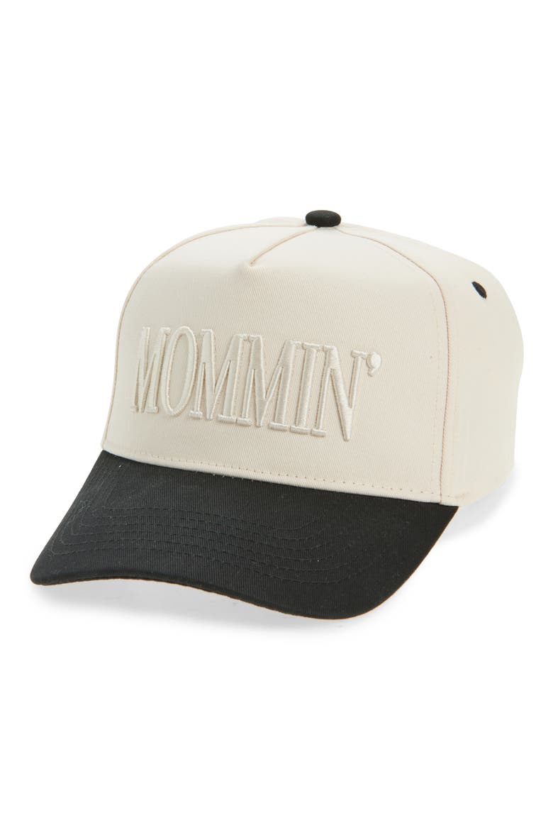 Mommin' Canvas Snapback Baseball Cap, Main, color, BLACK