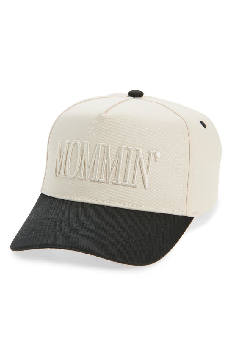 KenzKustomz Mommin' Canvas Snapback Baseball Cap, Main, color, Black