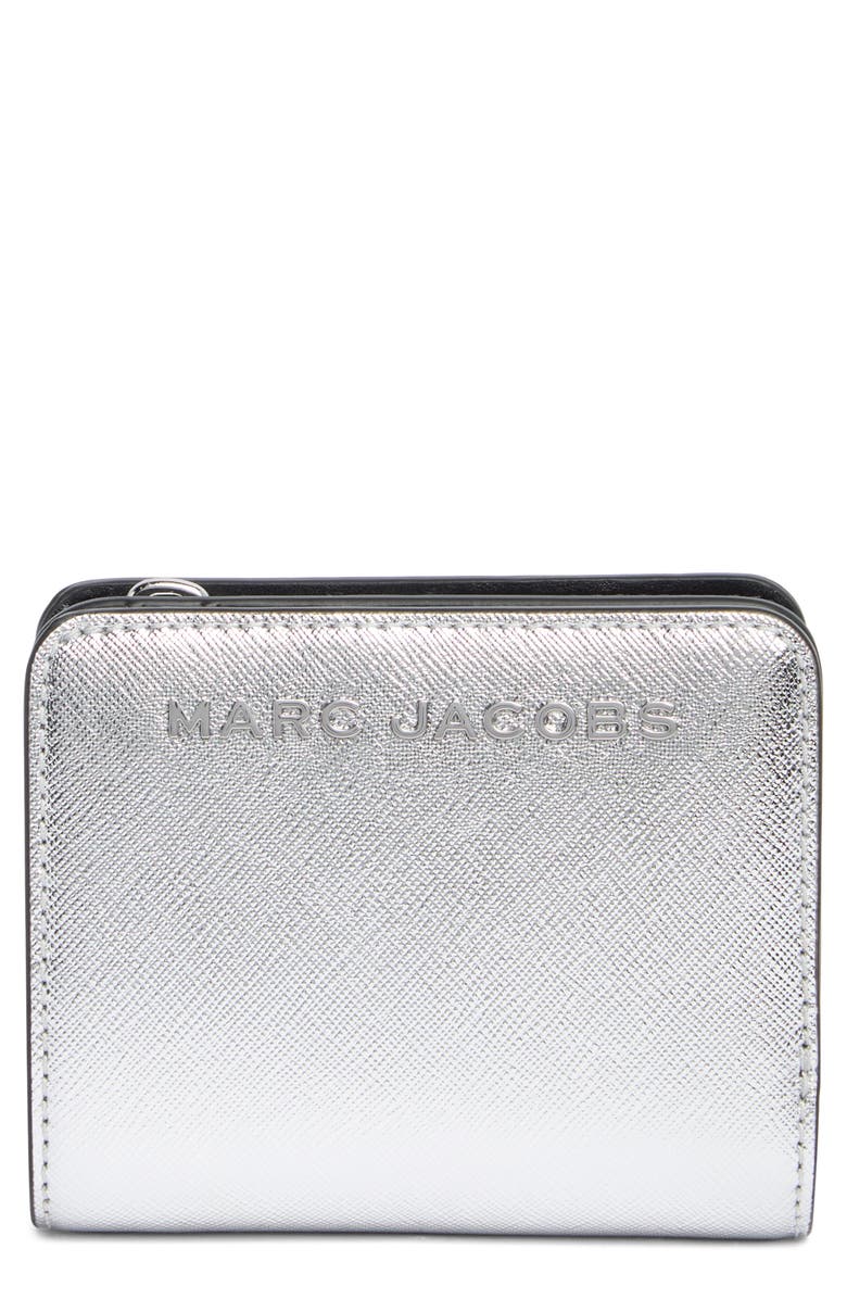 Marc Jacobs Metallic Leather Mini Bifold Wallet, Main, color,