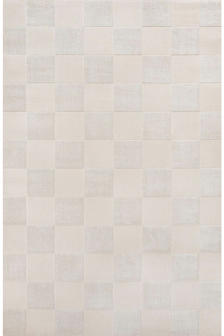 Thea Modern Geometric Checkerboard High-Low Area Rug, Alternate, color, White/Cream