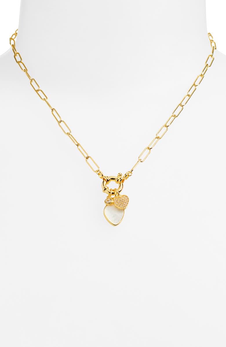 Argento Vivo Sterling Silver Triple Charm Pendant Necklace, Alternate, color, Gold