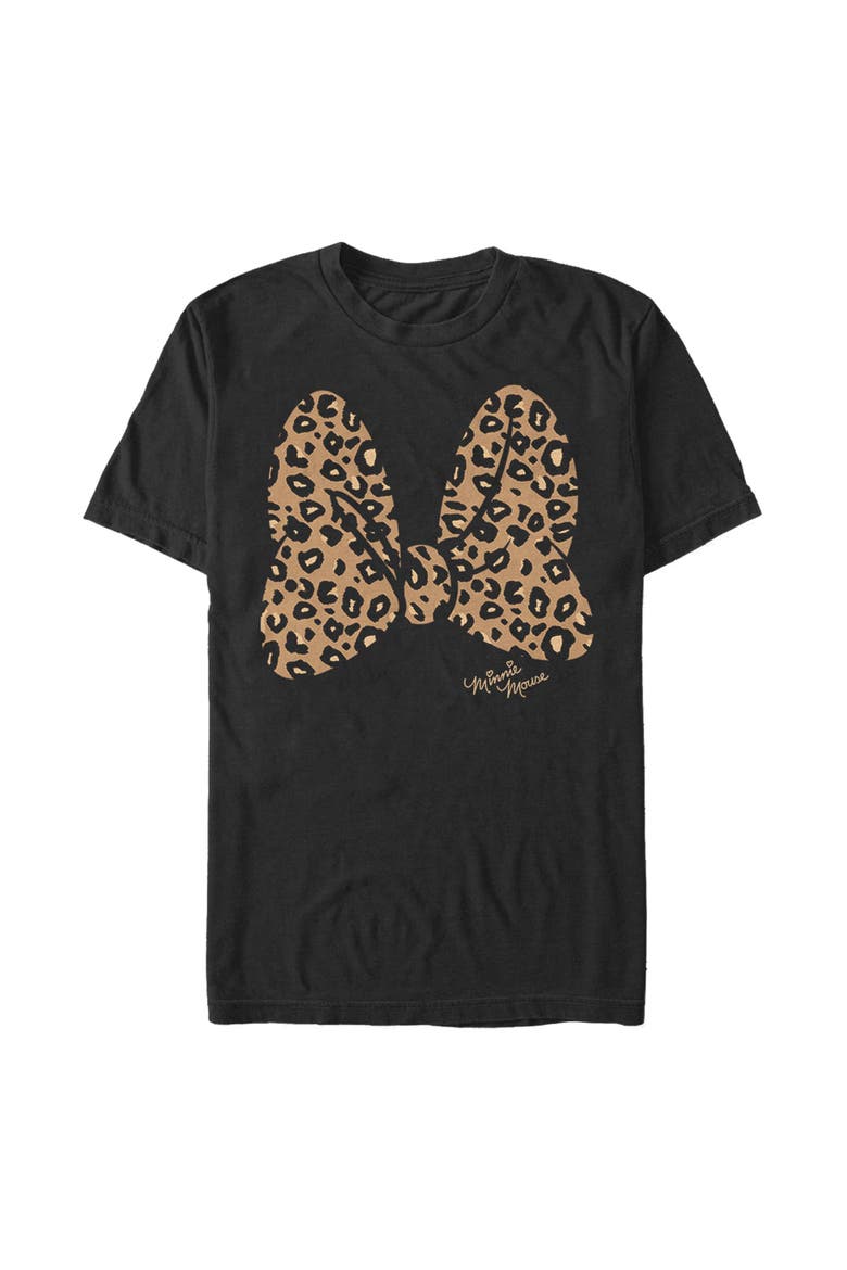Men's Mickey & Friends Cheetah Print Minnie Mouse Bow  Graphic T-Shirt, Main, color, Black