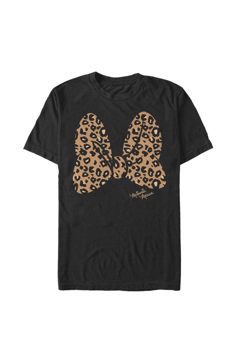 Mickey & Friends Men's Mickey & Friends Cheetah Print Minnie Mouse Bow Graphic T-Shirt, Main, color, Black