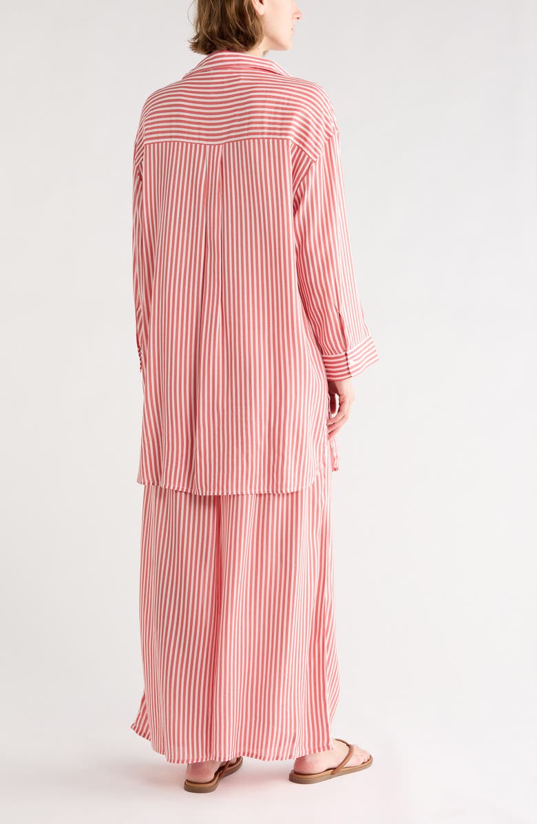 NORDSTROM RACK Printed Flowy Long Sleeve Tunic, Alternate, color, Brown Bitter Stripe