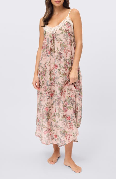 Layla Lace Trim Maxi Nightgown