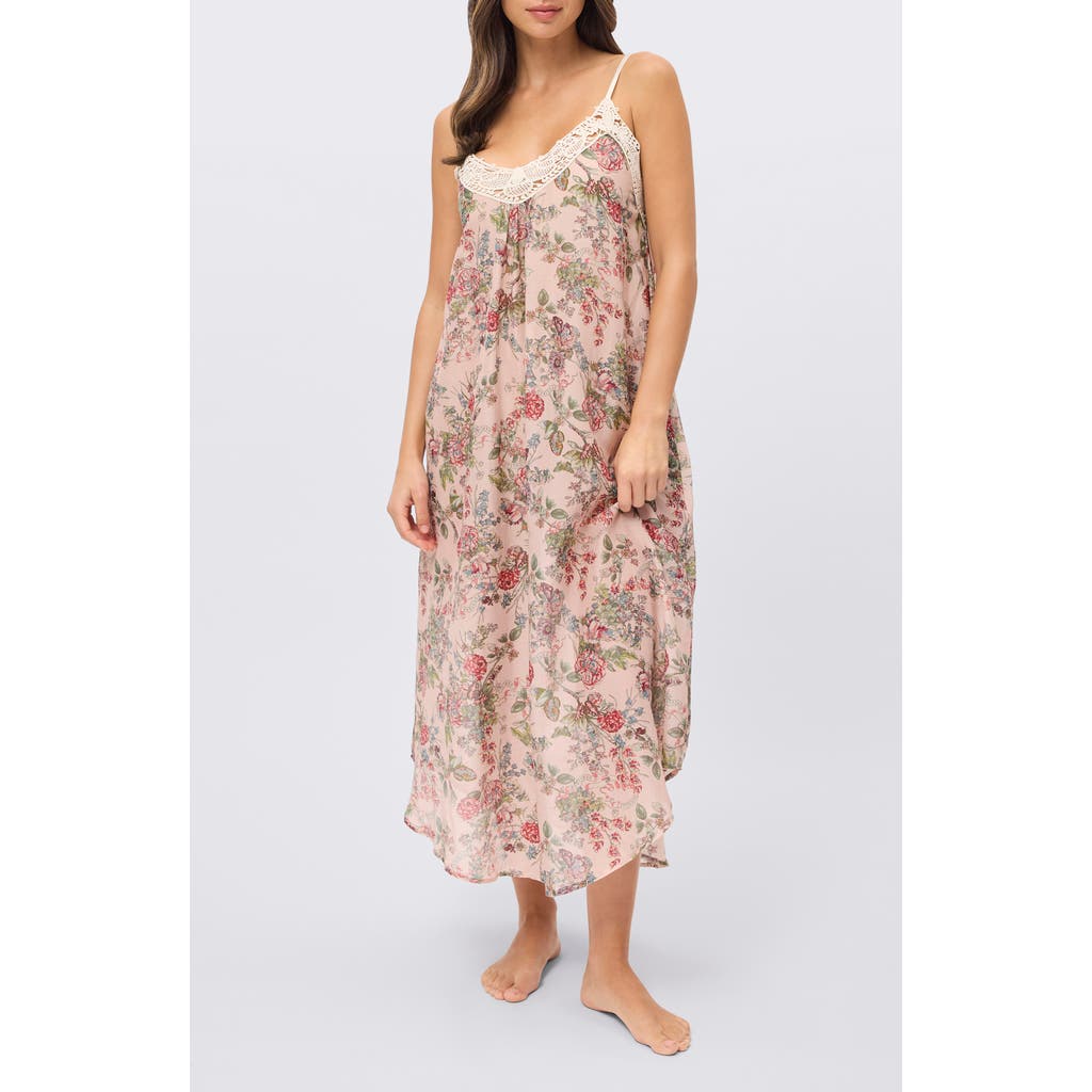 Papinelle Layla Silk Blend Lace Front Maxi Nightie In Pink