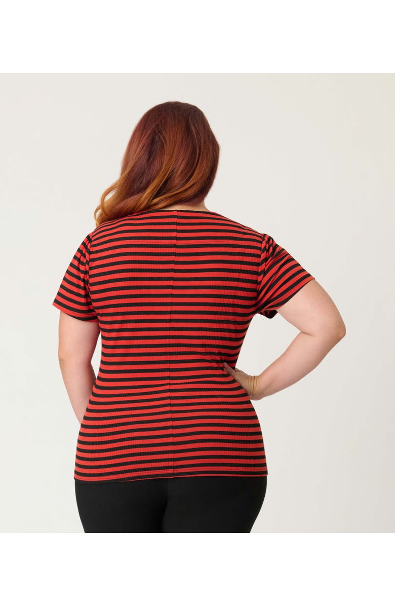 Unique Vintage Plus Size Pentagon Collar Knit Top, Alternate, color, Orange