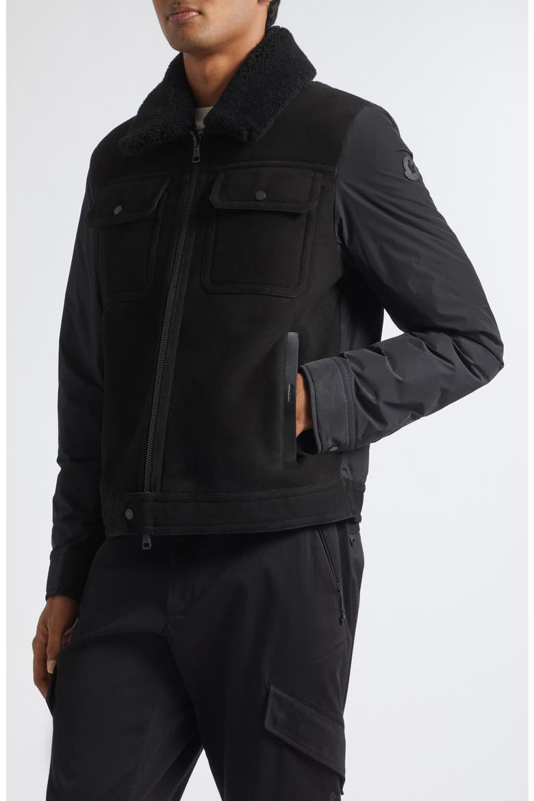 Zerique Mixed Media Down Jacket, Alternate, color, BLACK