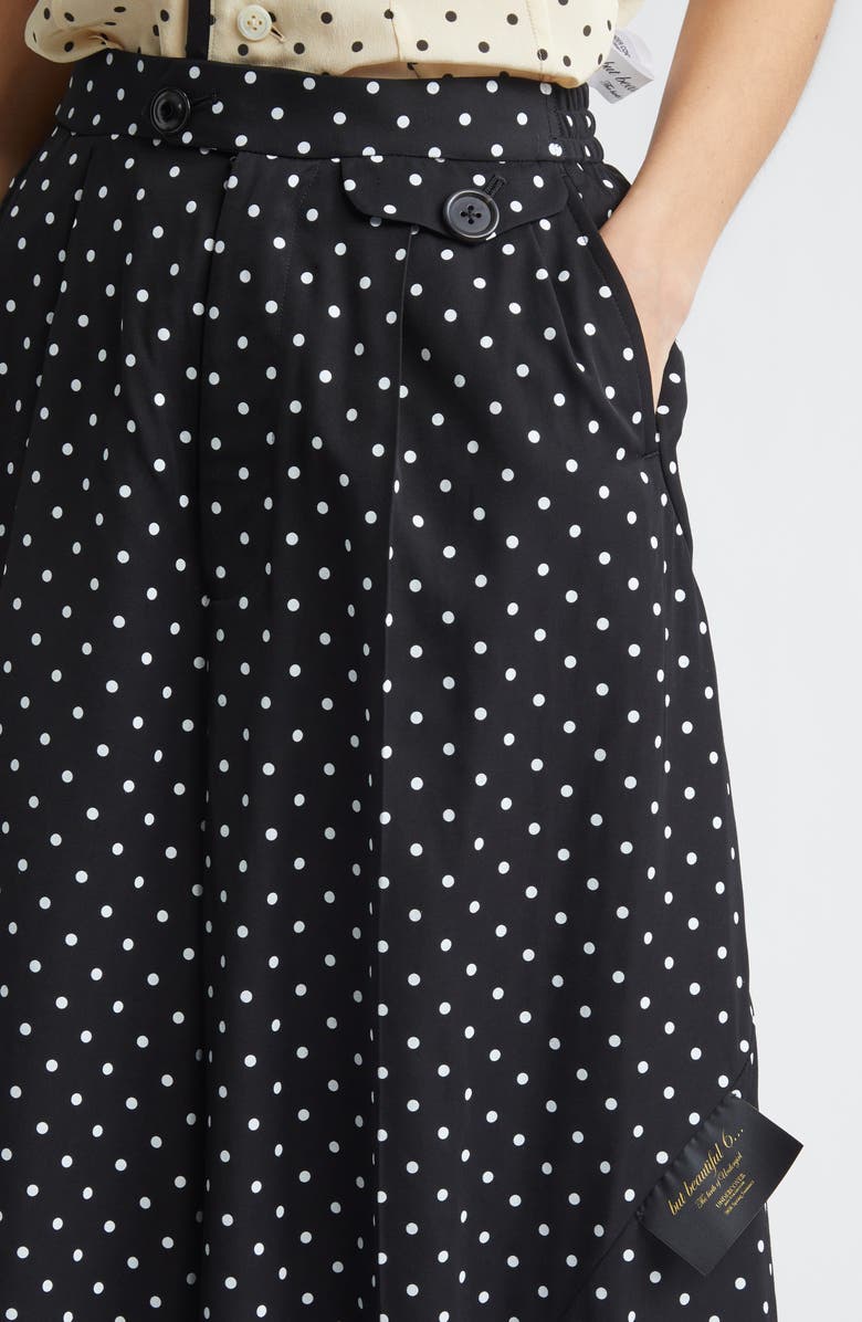 Undercover Polka Dot Wide Leg Shorts, Alternate, color, Black Base