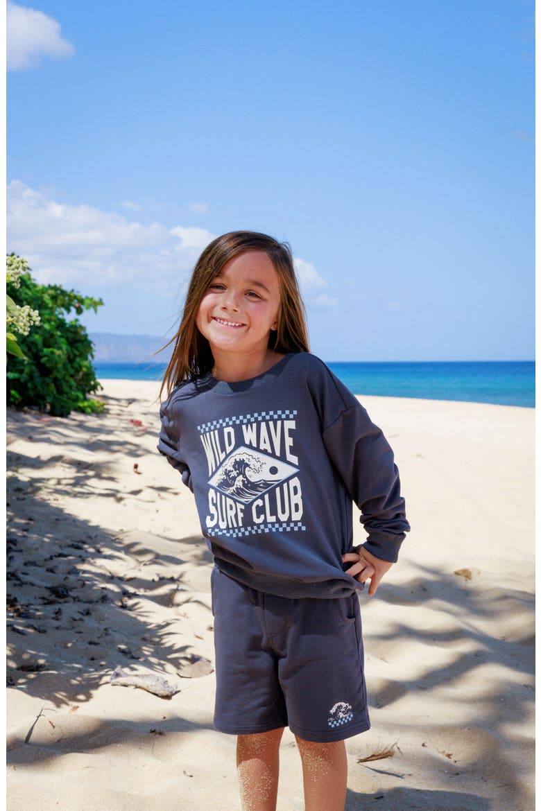 Kids' Lowtide Stretch French Terry Sweat Shorts, Alternate, color, DUSTY NAVY