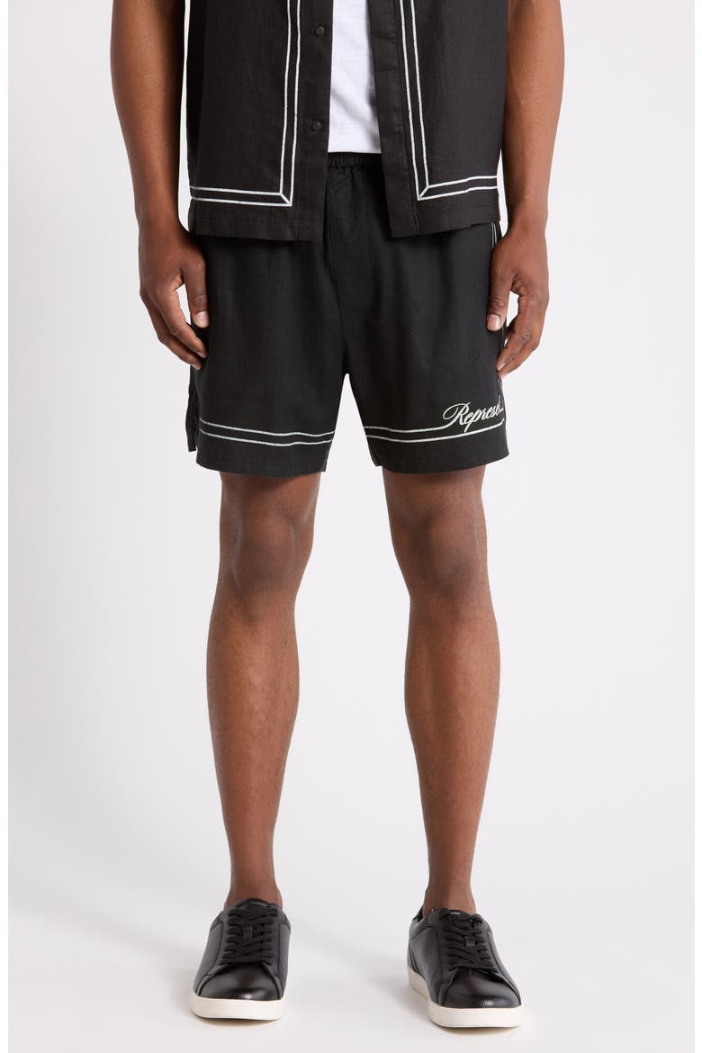 Border Stripe Cotton Shorts, Main, color, JET BLACK