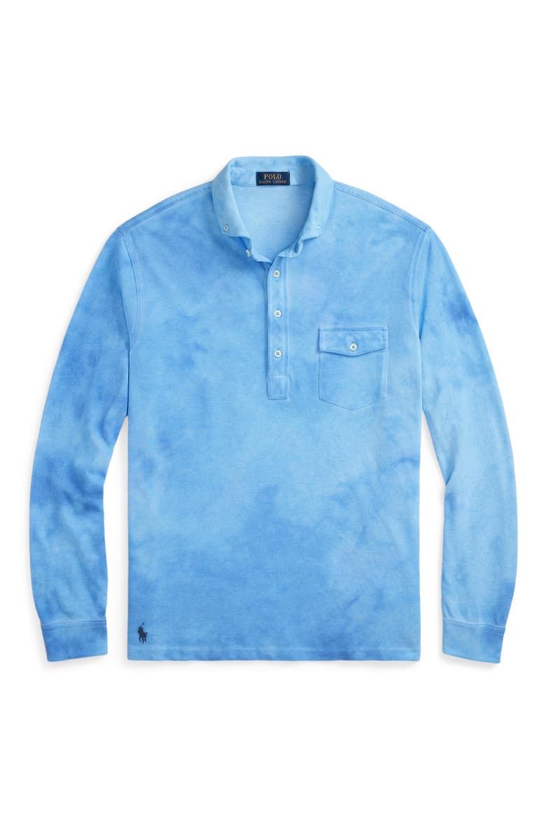 Long Sleeve Cotton Piquè Polo, Alternate, color, SKY BLUE