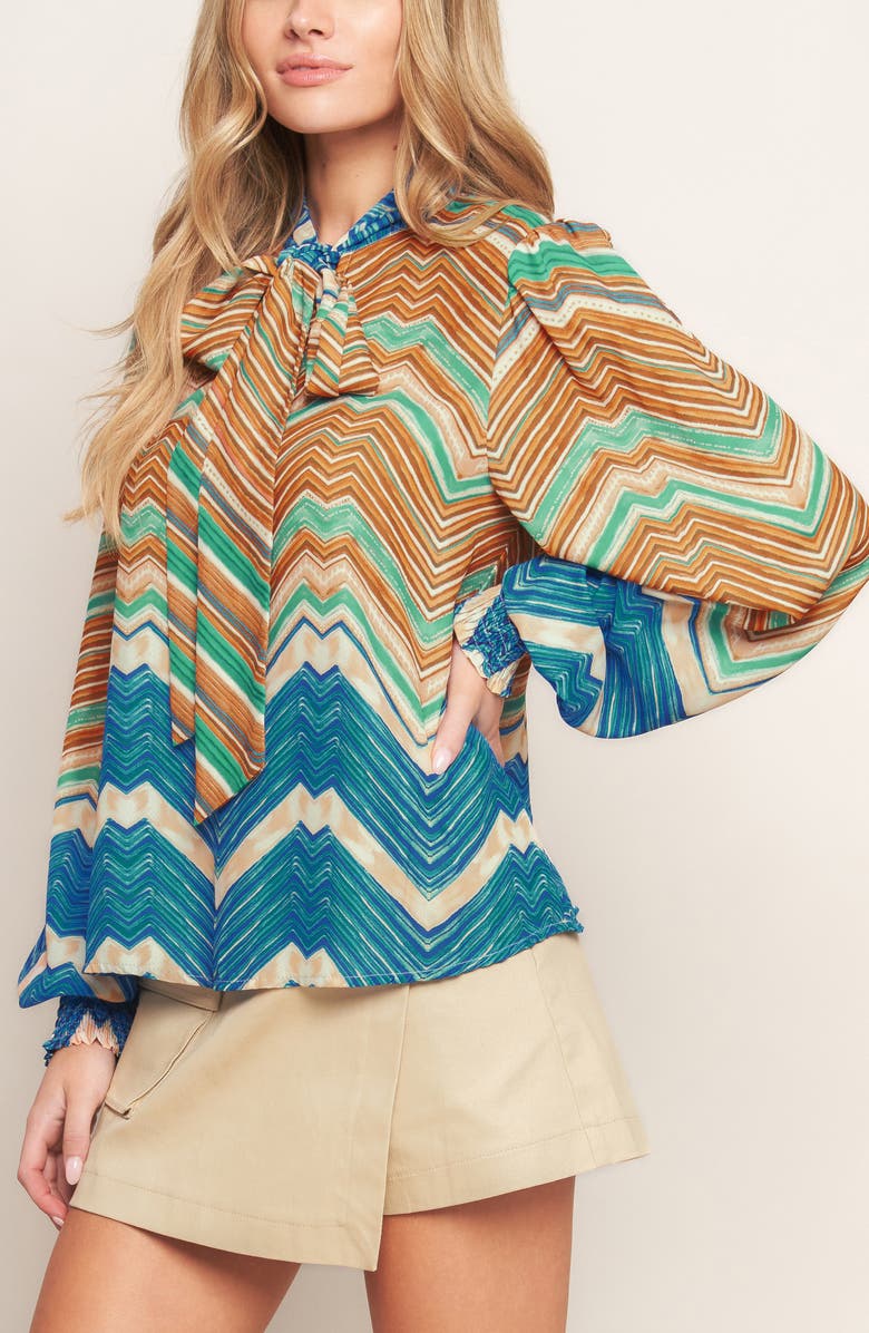 Tie Neck Long Sleeve Top