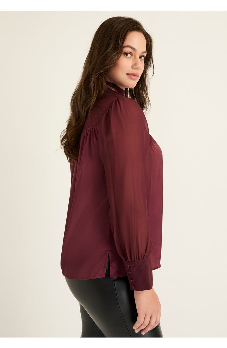 June + Vie Satin Mockneck Blouse, Alternate, color, Maroon Banner