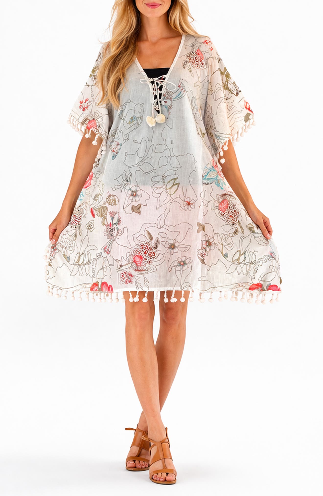 RANEES <p>Pompom Cotton  Cover-Up</p>