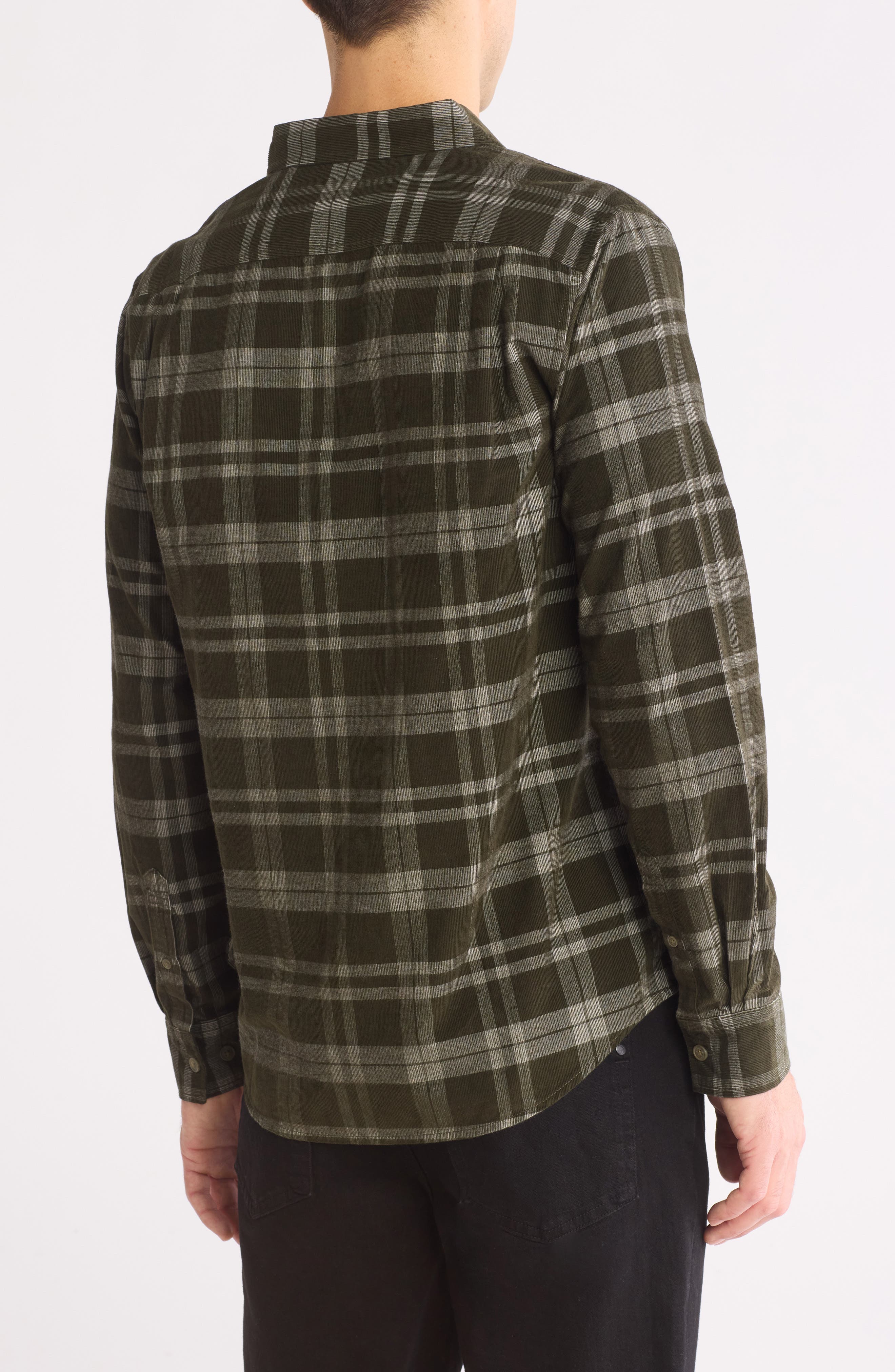 Plaid Corduroy Button-Up Shirt - image 4