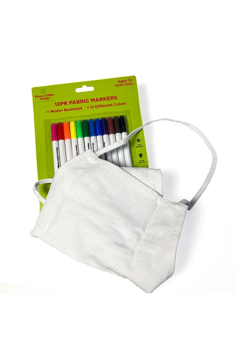 Three Little Twigs 12 Pack Fabric Markers & Canvas Apron, Main, color, Multicolored