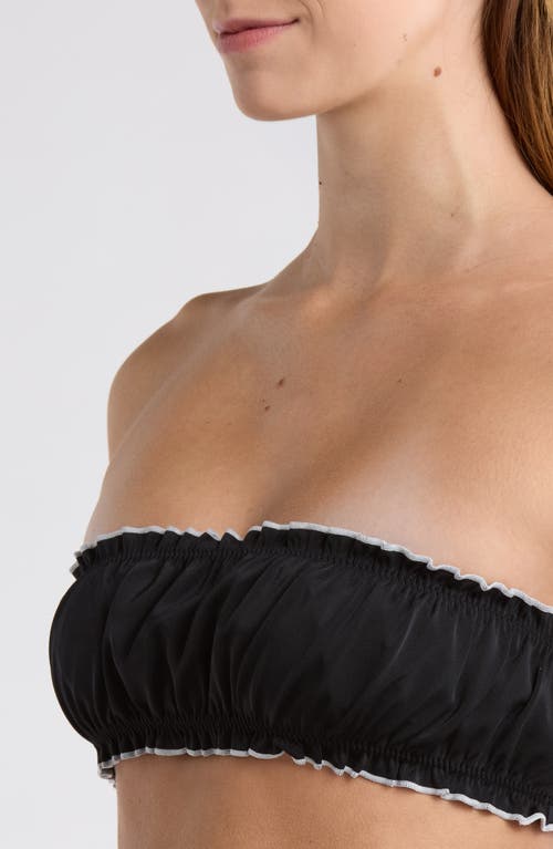 Pacsun Arriety Shirred Bandeau Bikini Top In Gray