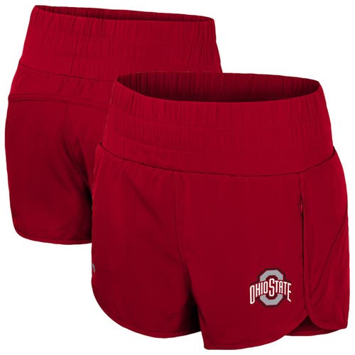 Colosseum Scarlet Ohio State Buckeyes Stop By Smocked High Waist Shorts