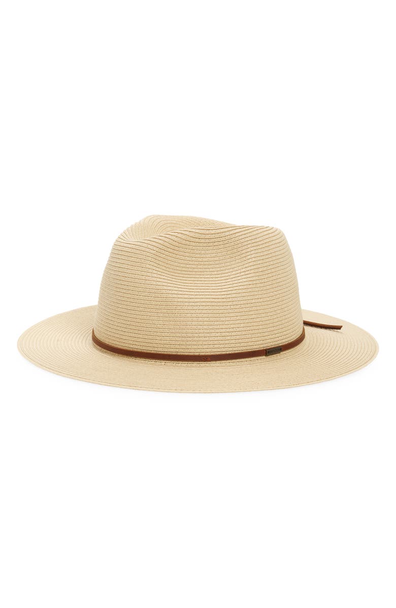 Brixton Wesley Packable Straw Fedora, Main, color, Tan