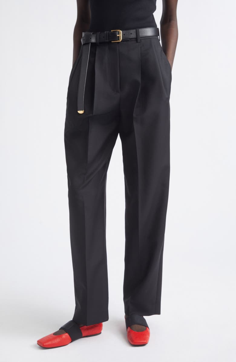 Givenchy Double Pleat Wool & Mohair Trousers, Main, color, Black