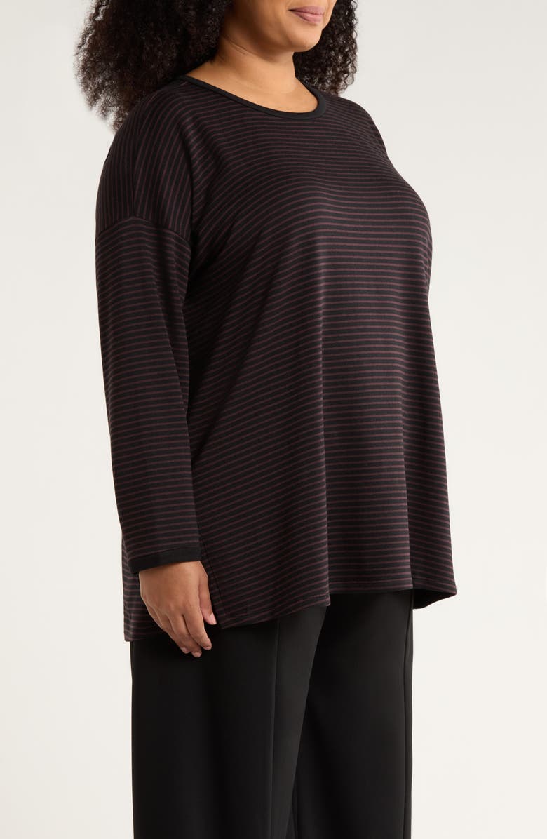 Eileen Fisher Stripe Relaxed Fit Tunic, Alternate, color, Cassis