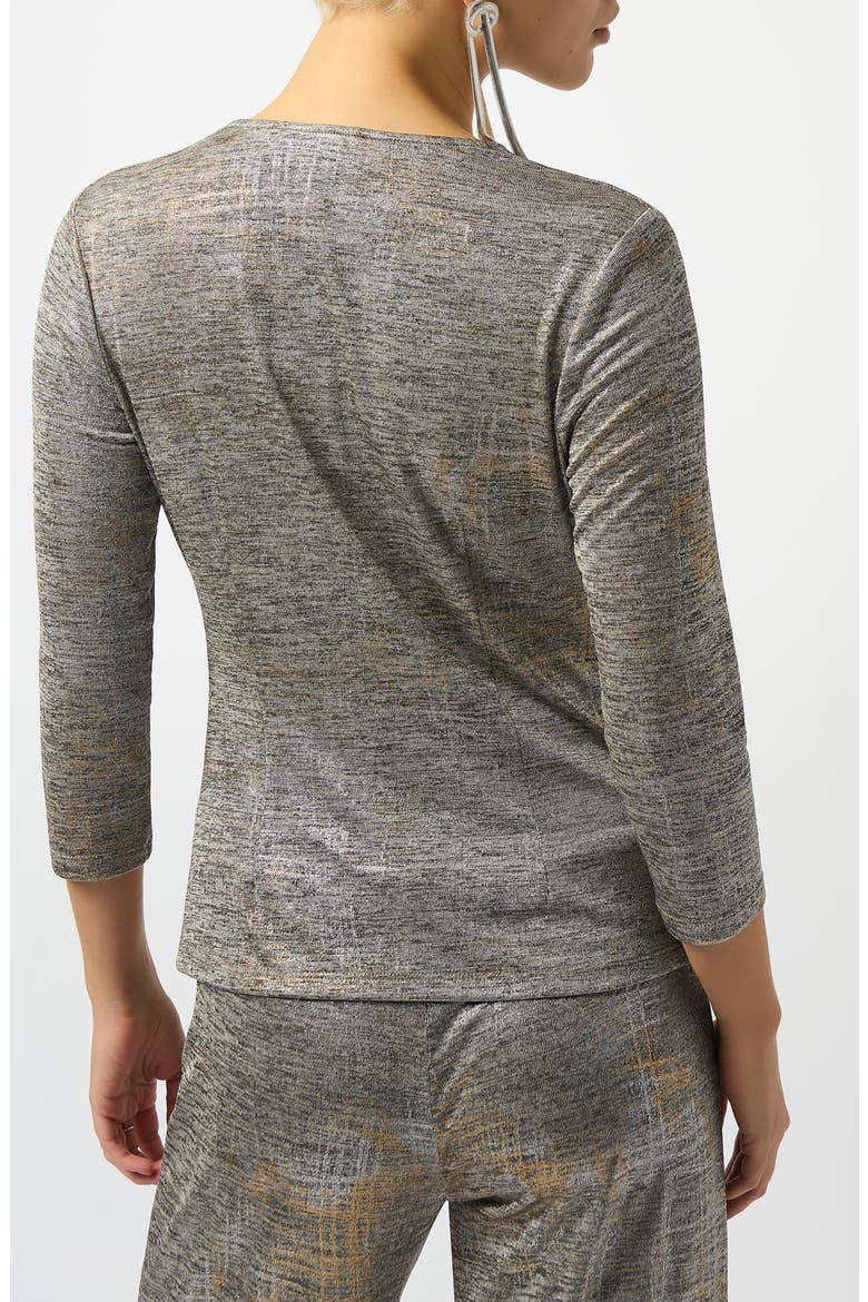 Foiled Surplice Knit Top, Alternate, color, BEIGE/ MULTI