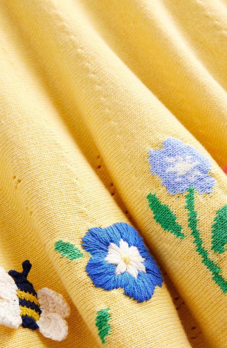 Mini Boden Kids' Intarsia Floral Cotton Sweater Skirt, Alternate, color, 