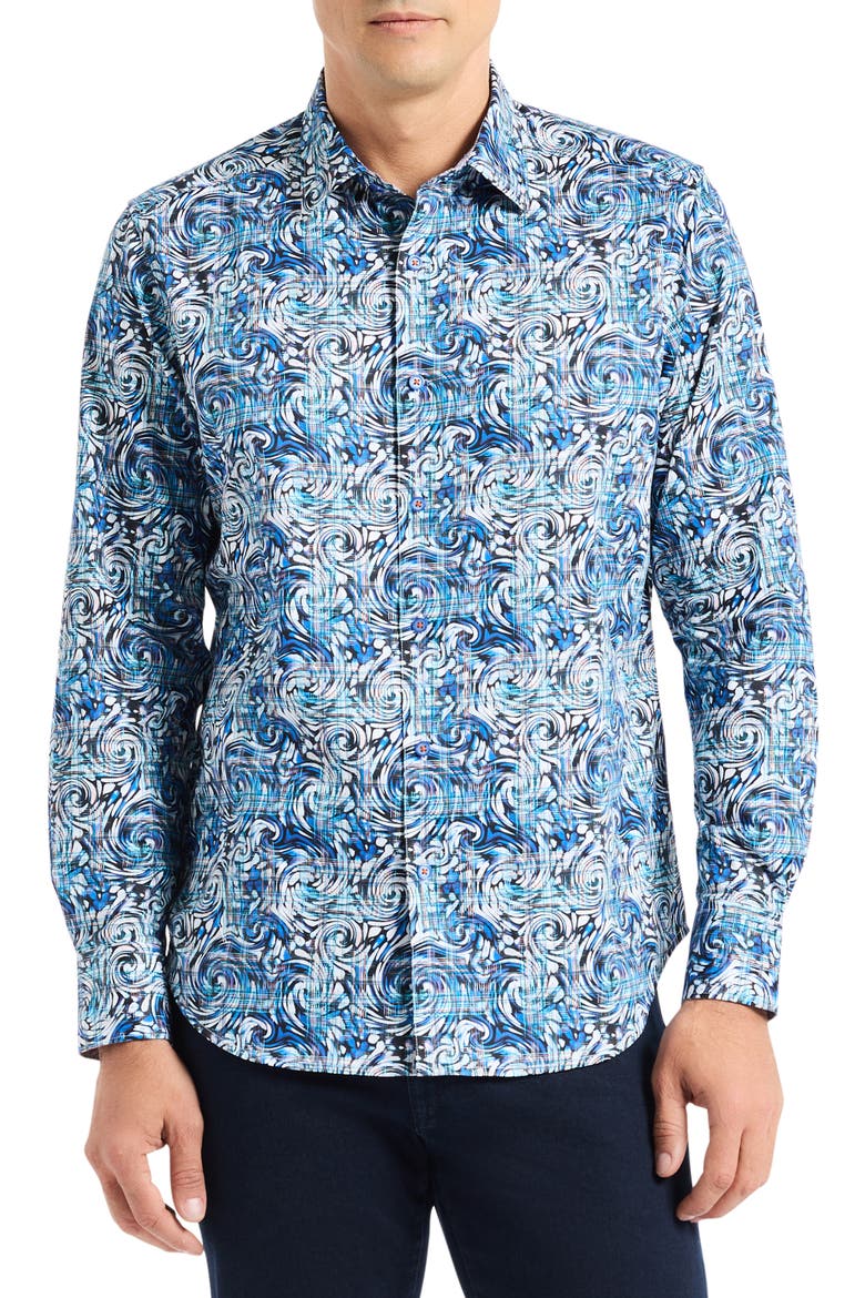 Zeth Long Sleeve Button-Up Shirt, Main, color, BLUE MULTI