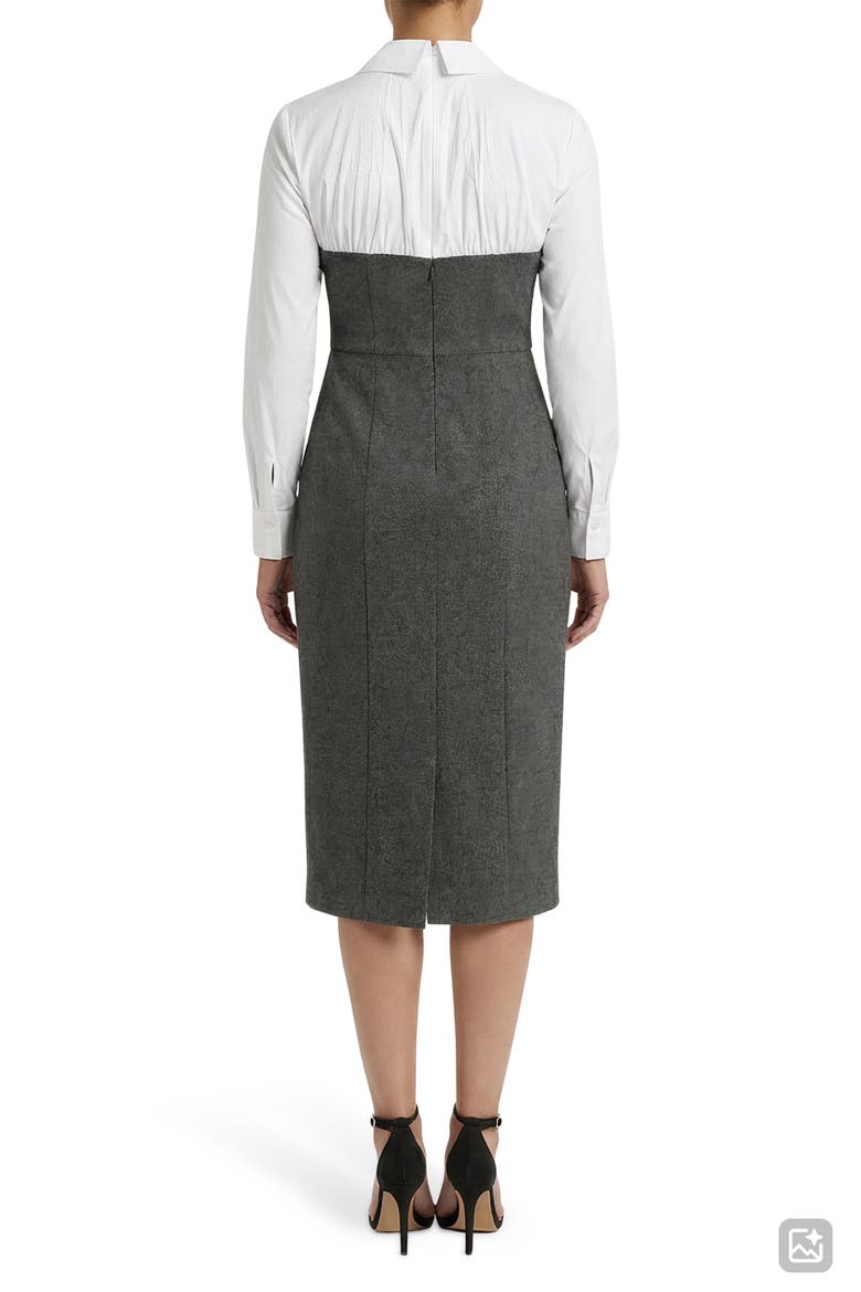 Mixed Media Sweetheart Sheat Dress, Alternate, color, GREY MULTI/ WHITE