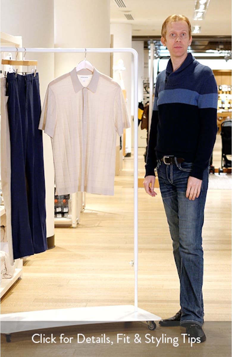 Texture Cotton Knit Short Sleeve Button-Up Shirt, sales video thumbnail