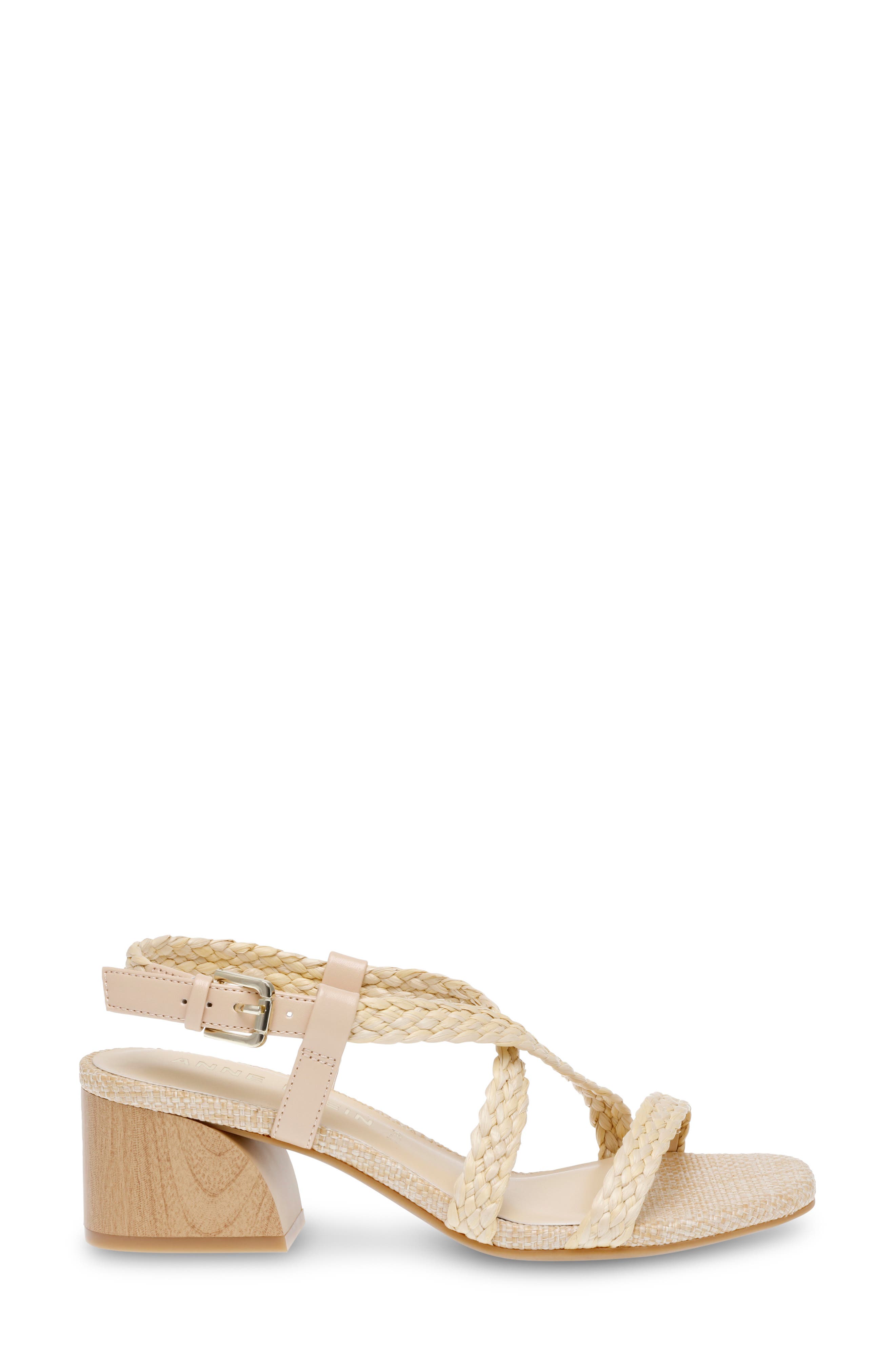 Anne Klein Meliza Block Heel Raffia Sandal, Alternate, color, 