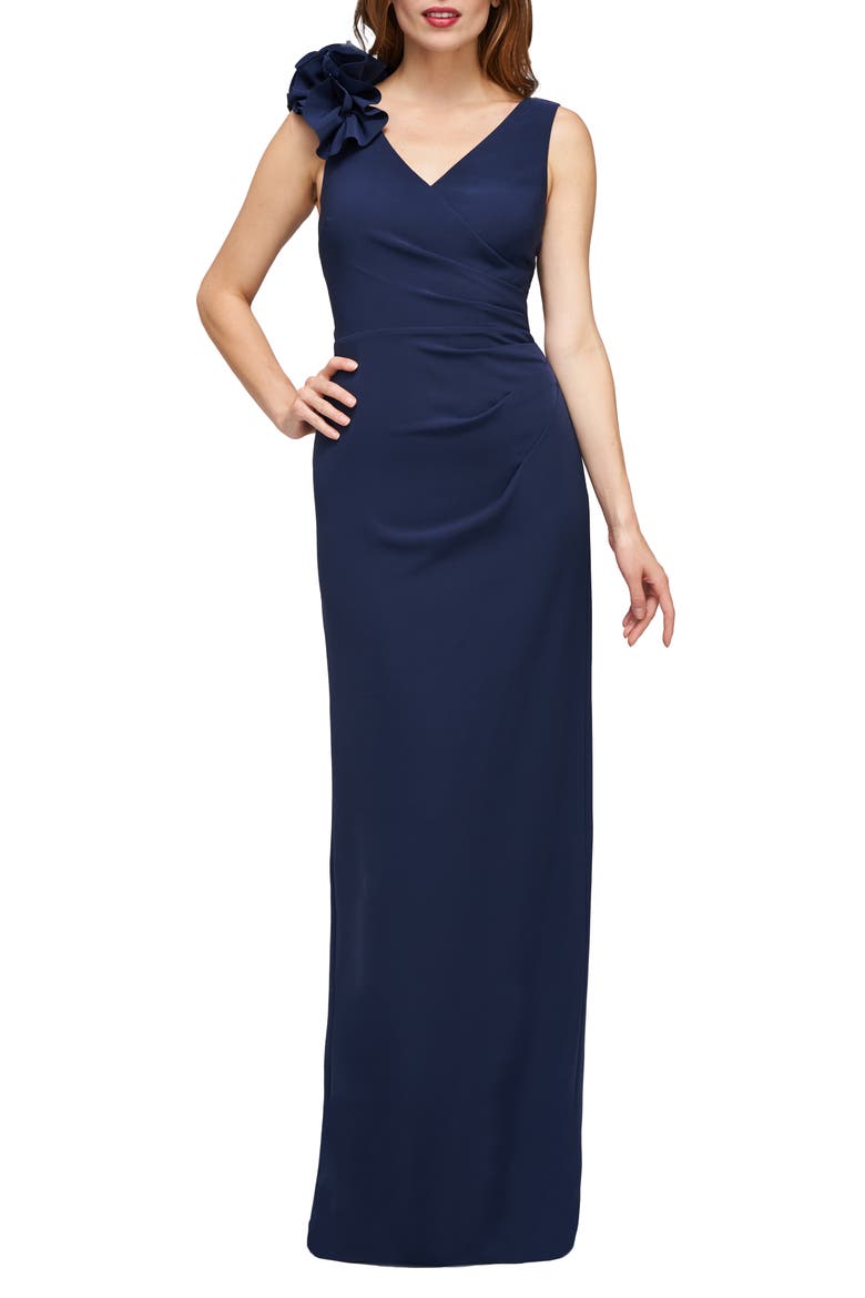 Anais Sleeveless Column Gown, Main, color, DEEP NAVY