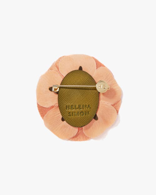 Helena Simon The Peach Anemone Floral Brooch In Orange