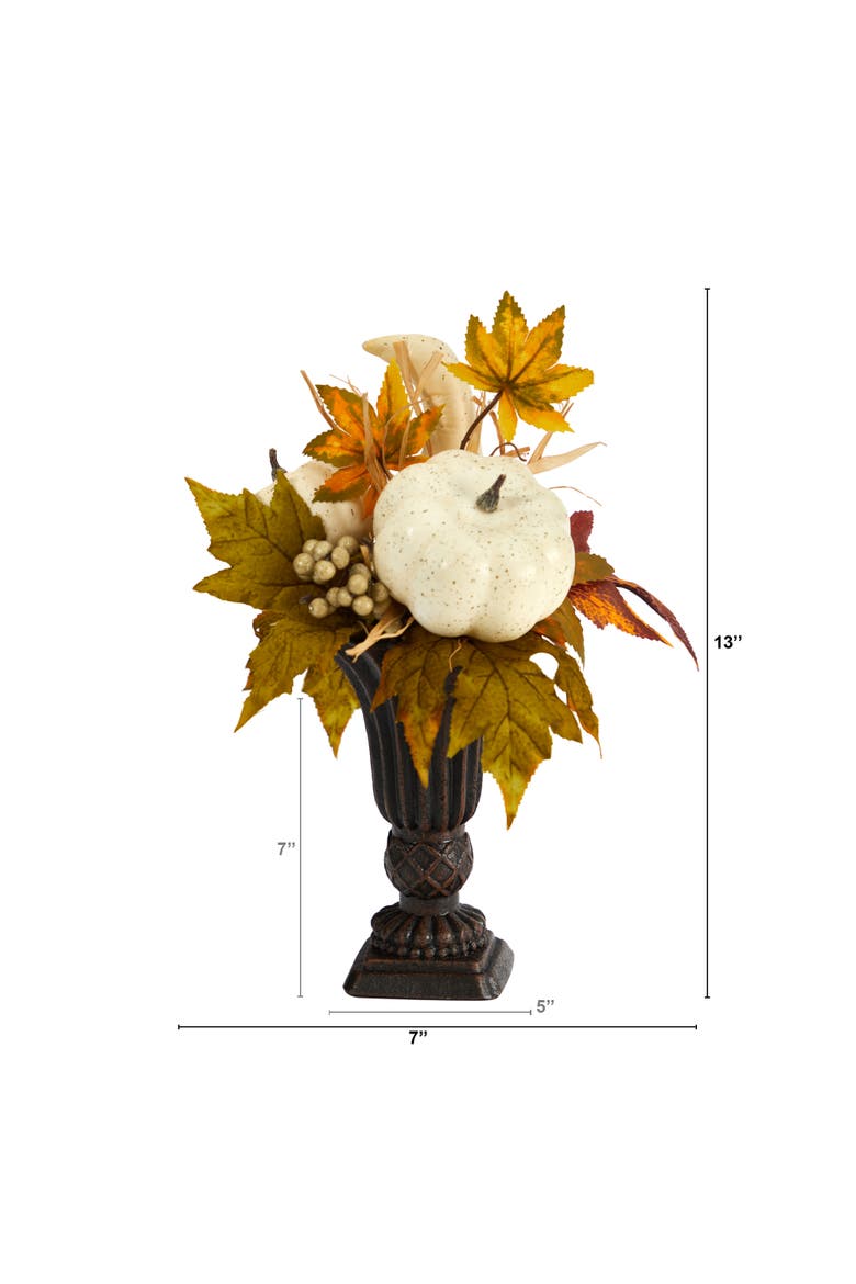 13-in Fall Pumpkin and Berries Artificial Autumn Arrangement in Decorative Urn, Alternate, color, Orange