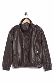 Faux Leather Bomber Jacket